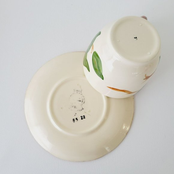 Vintage Franciscan Apple Teapot NO LID, Teacup & Saucer c1953-58 USA Fruit Decor - Picture 7 of 15